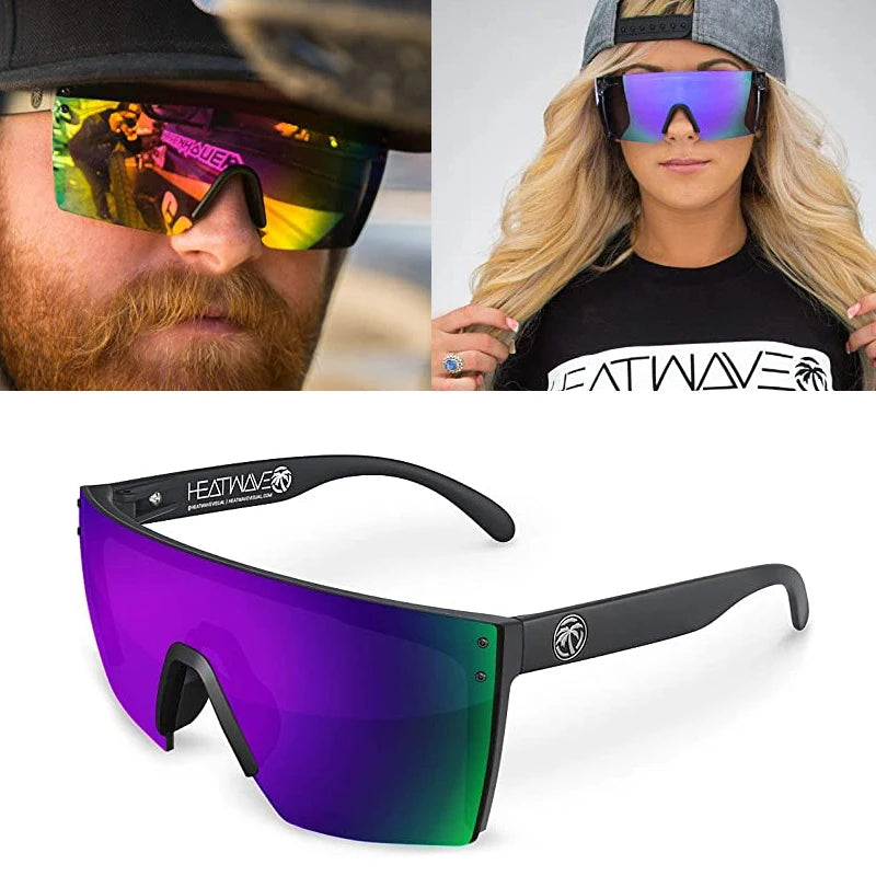 2024 Luxury Heatwave Sunglasses - Square One-Piece Lenses, UV400 Protection - Collage Purple Green