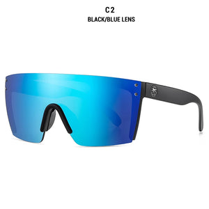 2024 Luxury Heatwave Sunglasses - Square One-Piece Lenses, UV400 Protection - Black Blue