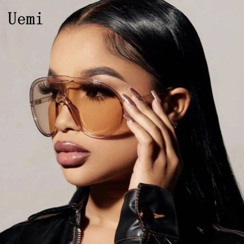 Uemi Vintage Oversized One Piece Sunglasses - UV400 Wrap Shades