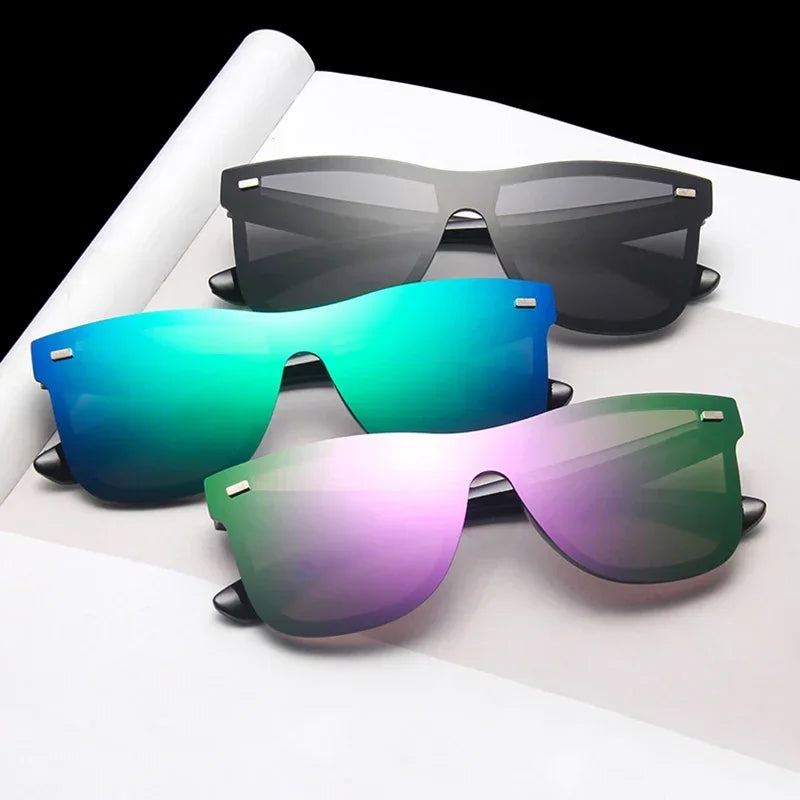 Stylish Oversized Mirror Sunglasses - Colorful UV400 Shades for Beach & Travel