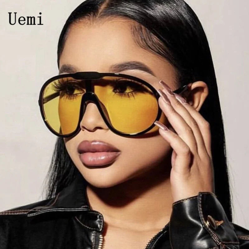 Uemi Vintage Oversized One Piece Sunglasses - UV400 Wrap Shades