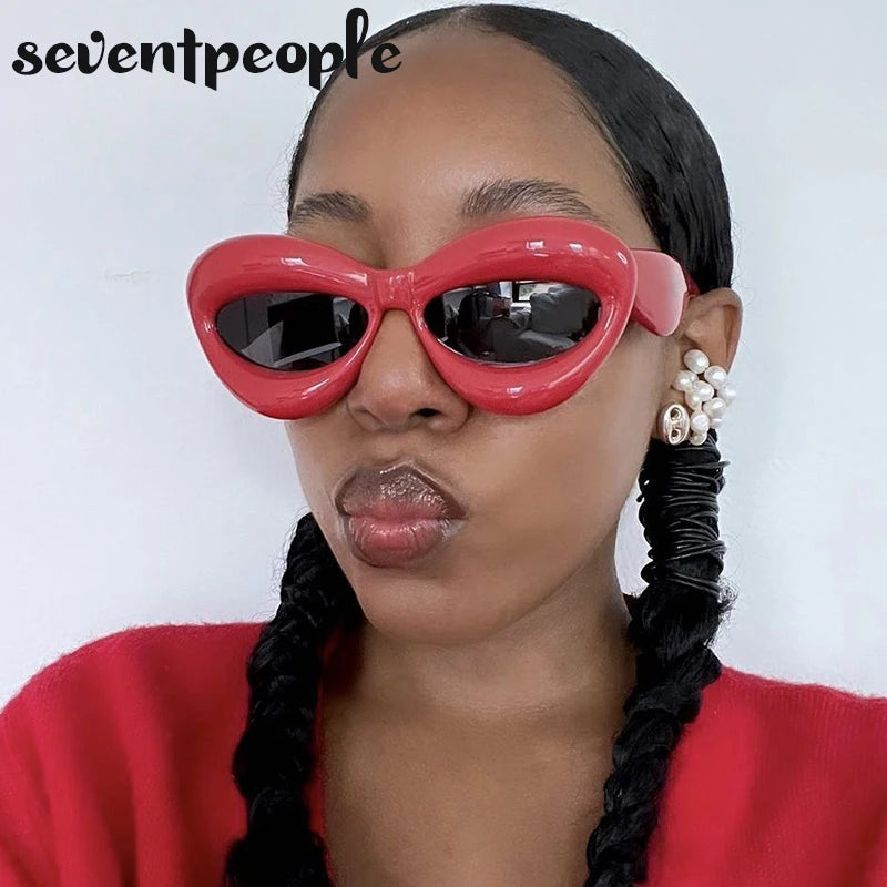 Cat Eye Lip-Shaped Sunglasses - Sexy Punk UV400 Shades for Women